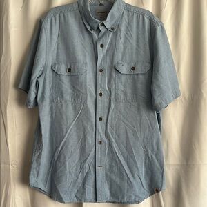 Carhartt Men’s Chambray Blue Short Sleeve‎ Button Down Shirt Relaxed Size Large